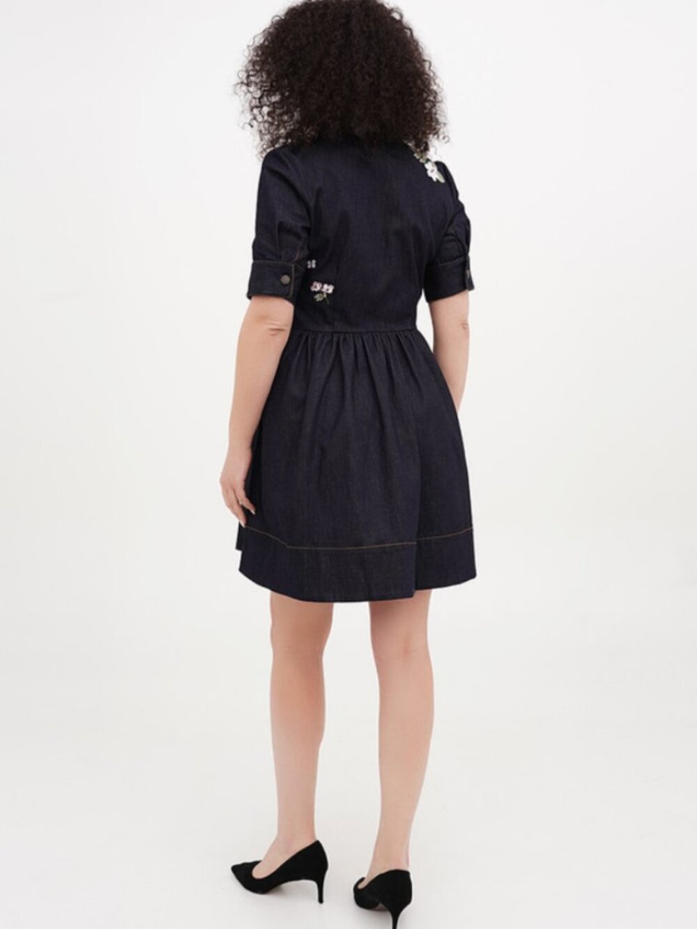 Kate Spade Denim Floral Embroidered Shirt Dress - Picture 2 of 16